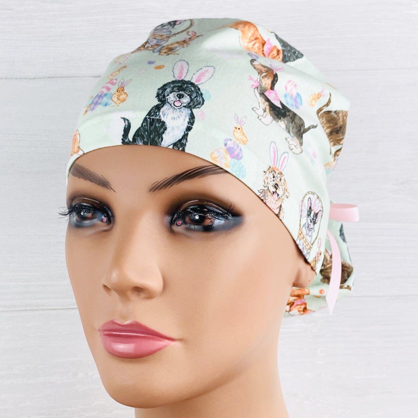 Easter Dogs Ponytail Scrub Hat