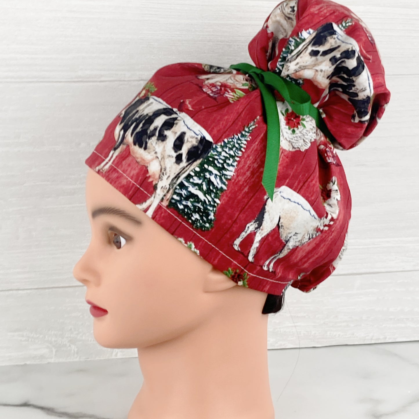 Farmhouse Christmas Updo Scrub Cap