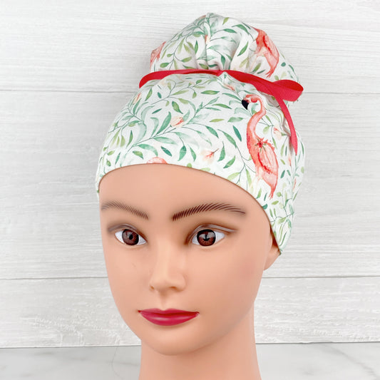 Flamingo Floral Updo Scrub Cap