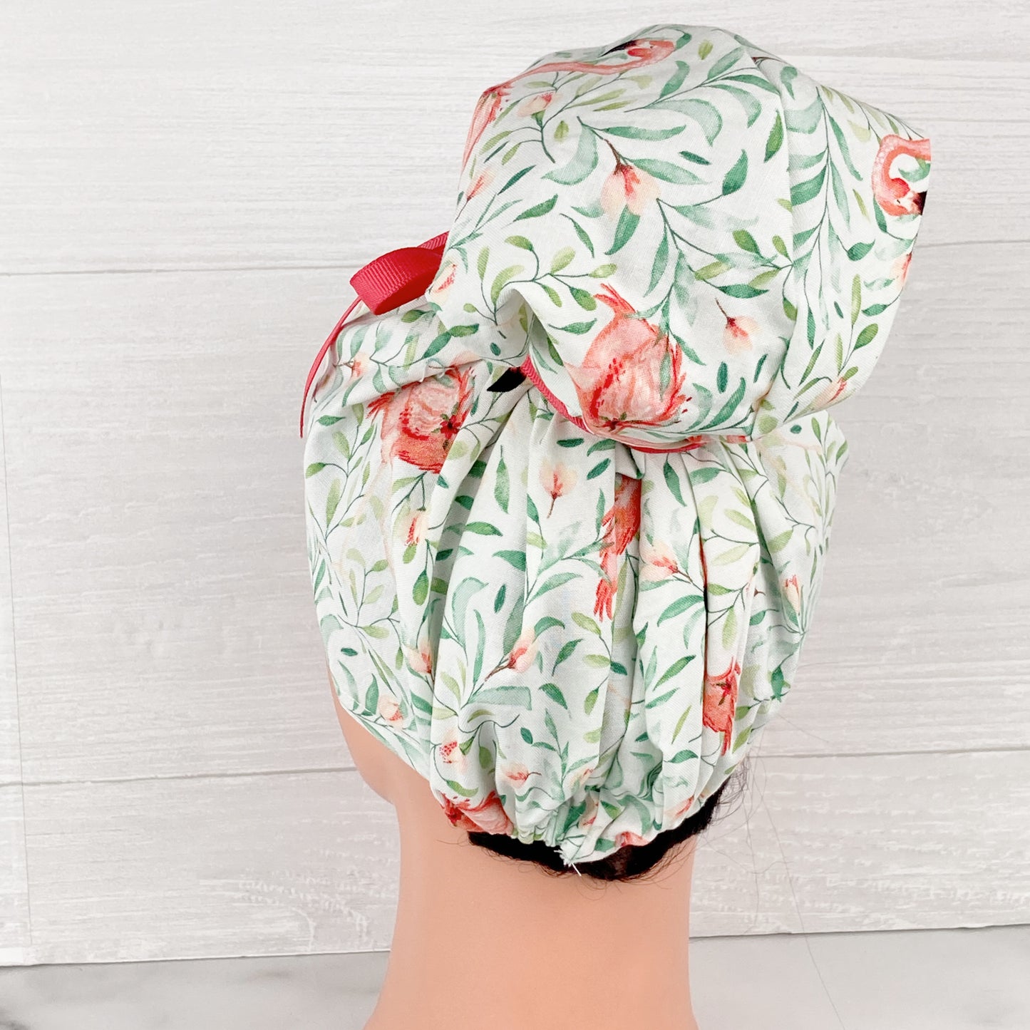 Flamingo Floral Updo Scrub Cap