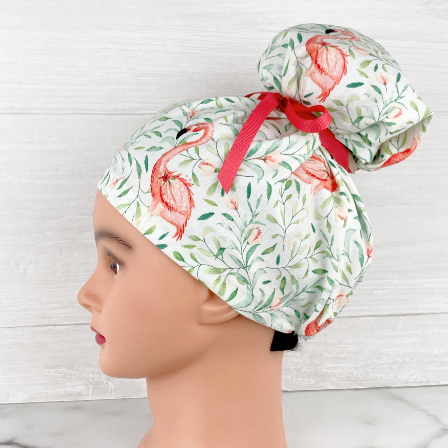 Flamingo Floral Updo Scrub Cap