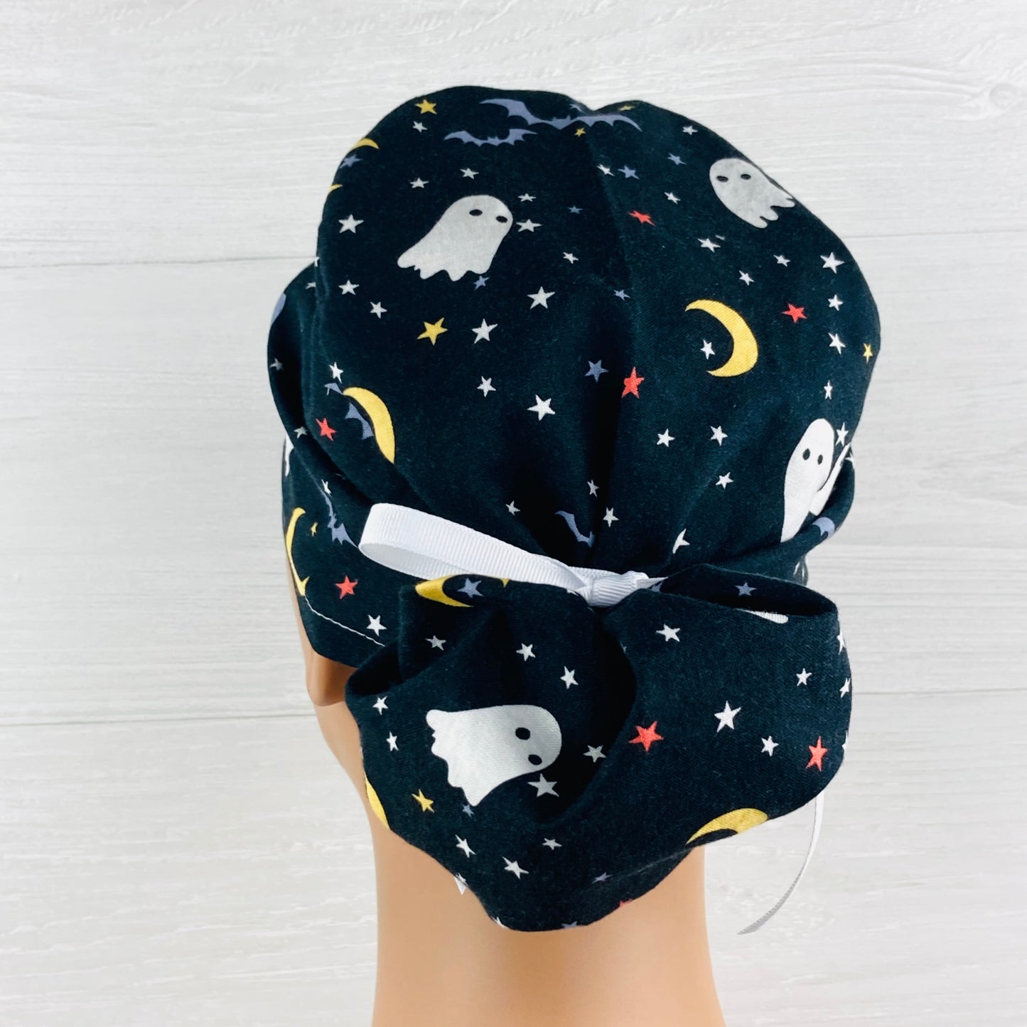 Ghosts and Bats Ponytail Scrub Hat