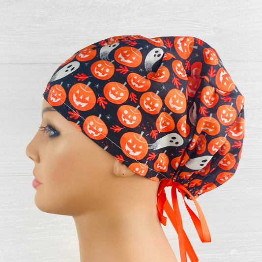 Ghosts and Pumpkins Women's Tieback Hat