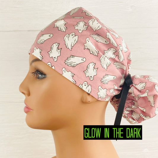 Glow in the Dark Ghost Ponytail Scrub Hat