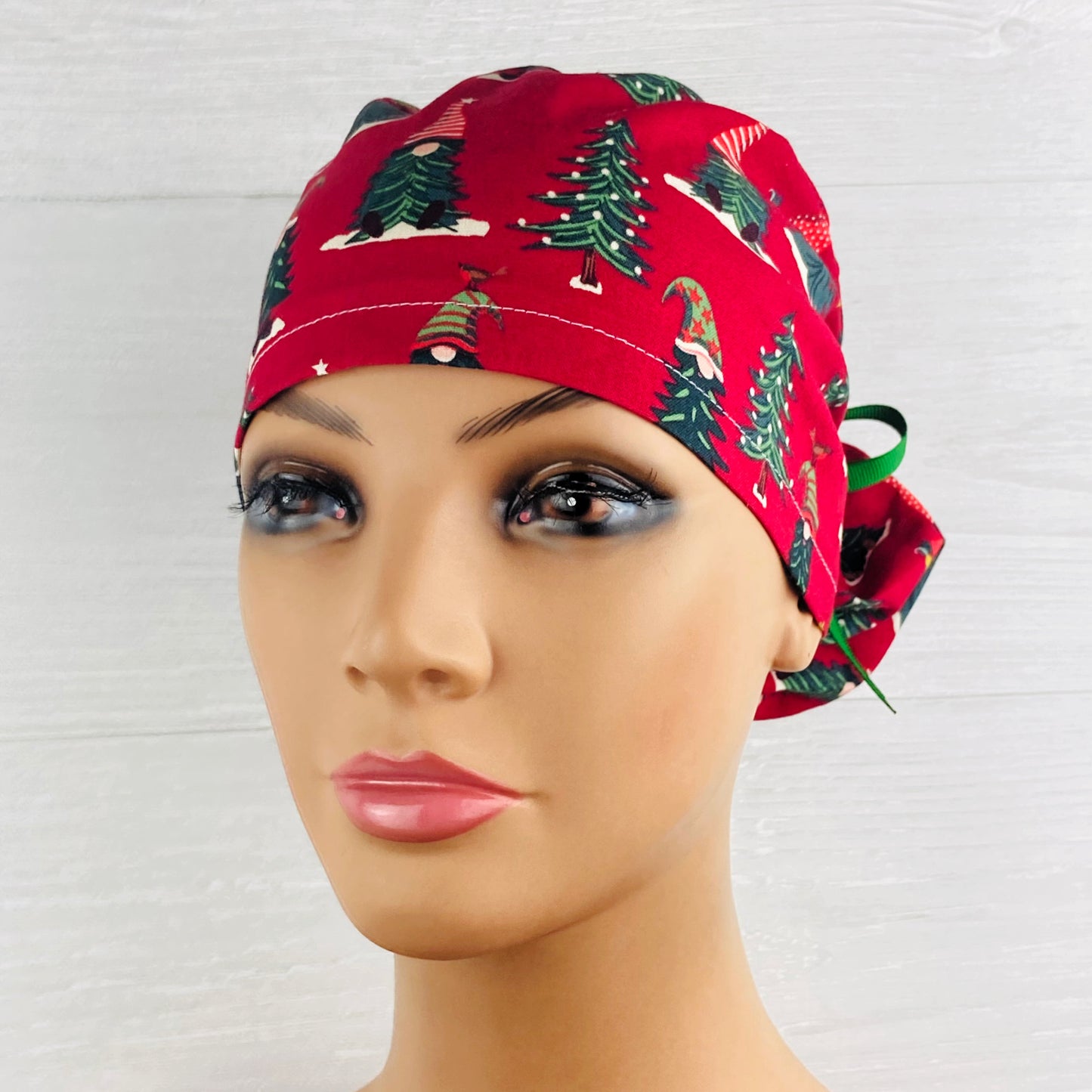 Gnome Christmas Trees Ponytail Hat