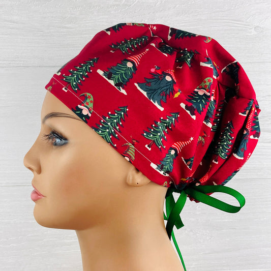 Gnome Christmas Trees Women's Tieback Hat