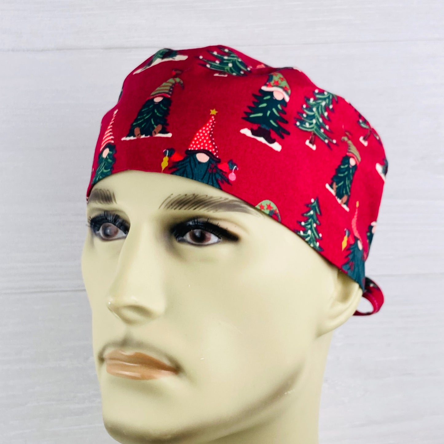 Gnome Christmas Trees Men's Scrub Hat