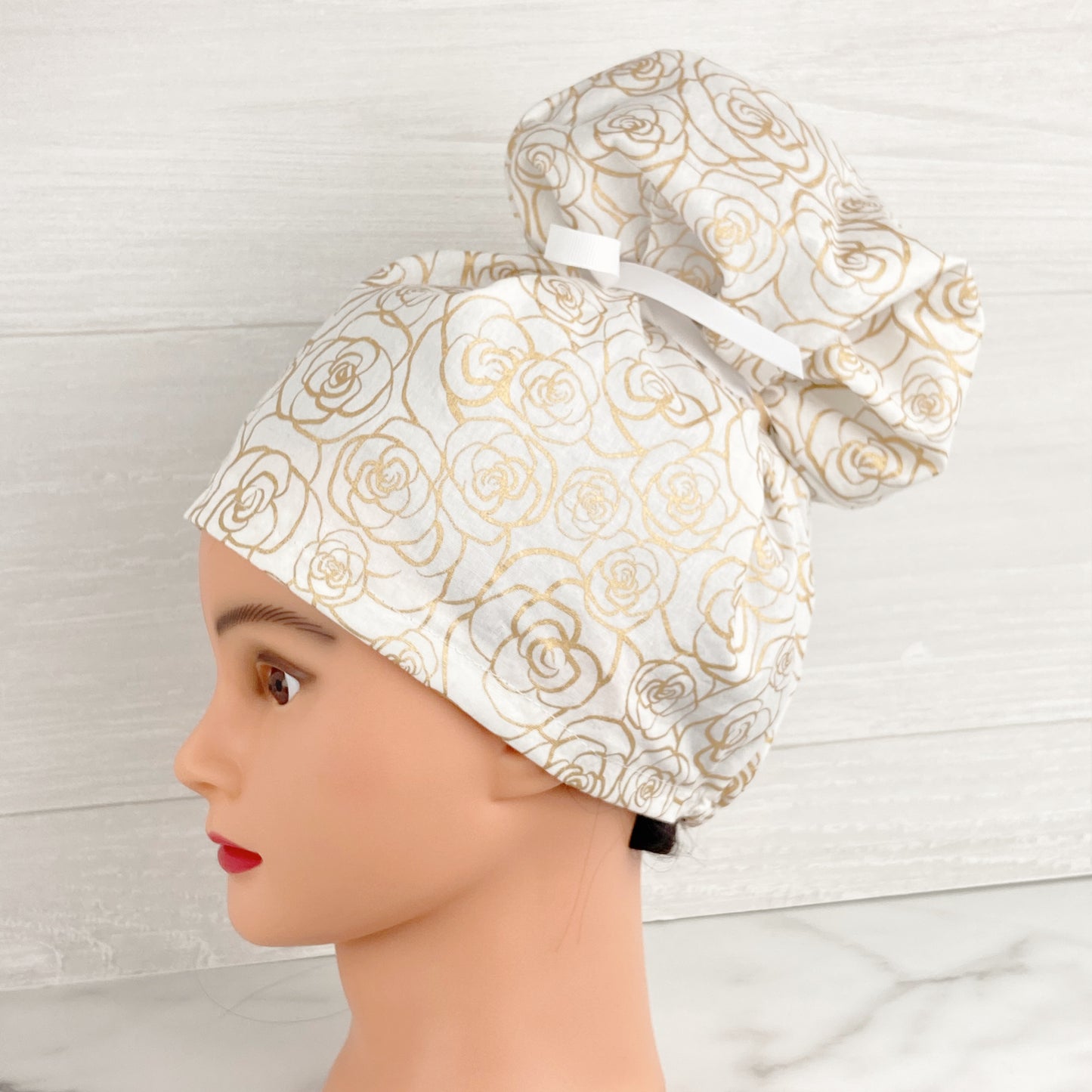 Gold Rosette Updo Scrub Cap