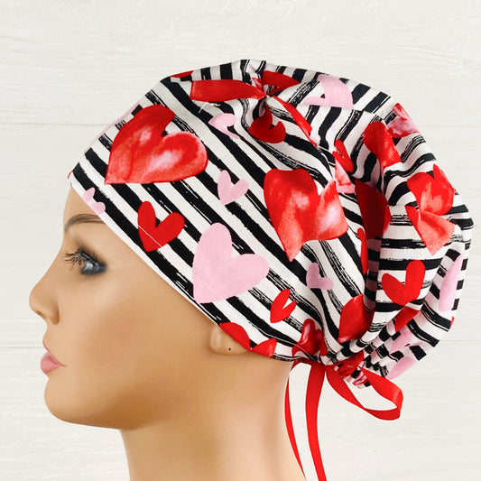 Hearts on Stripes Women's Tieback Hat