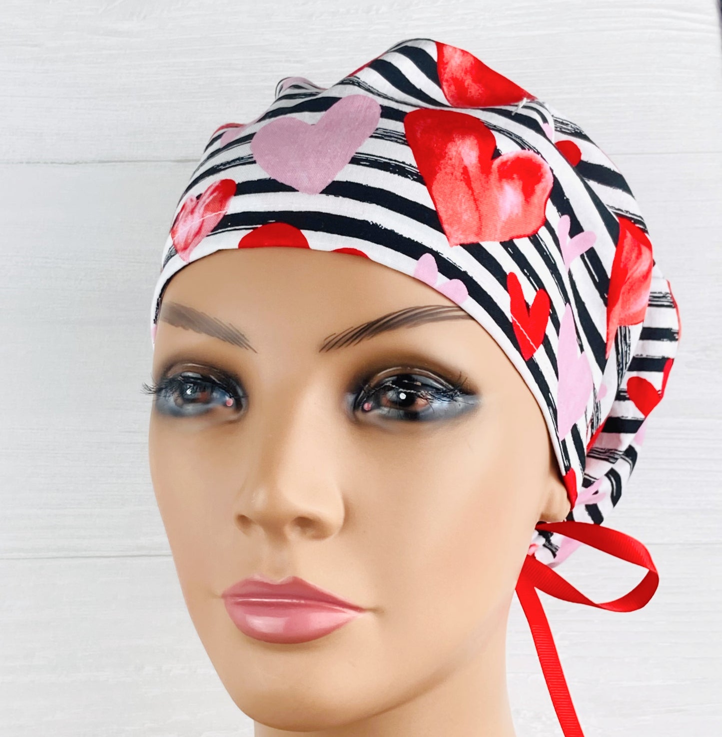 Hearts on Stripes Women's Tieback Hat