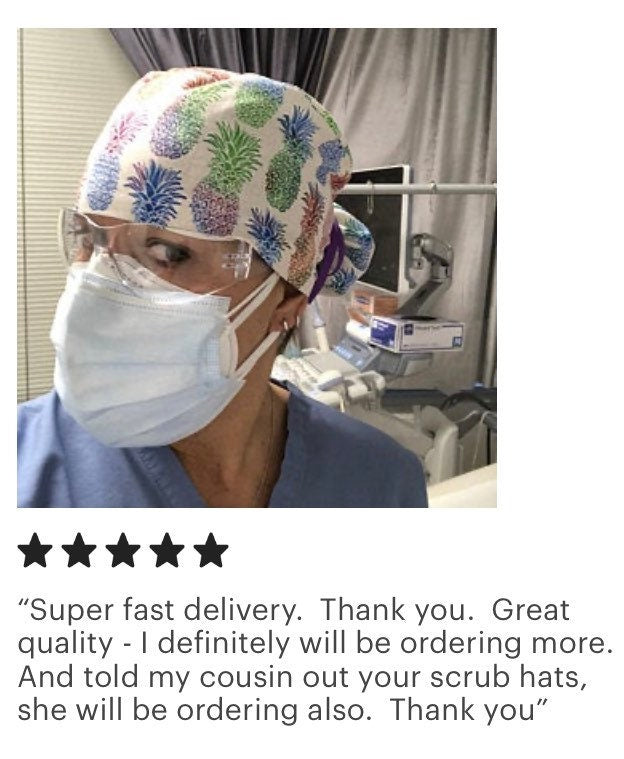 Colorful Pineapples Ponytail Scrub Hat