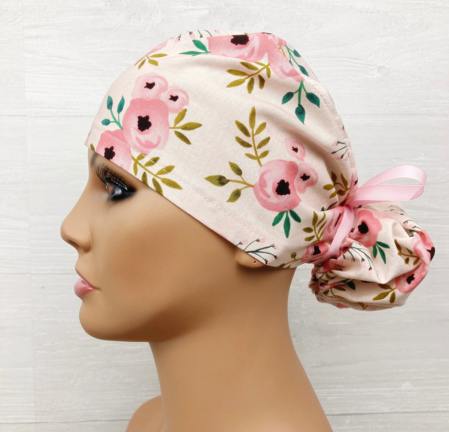 Blush Watercolor Roses Ponytail Hat