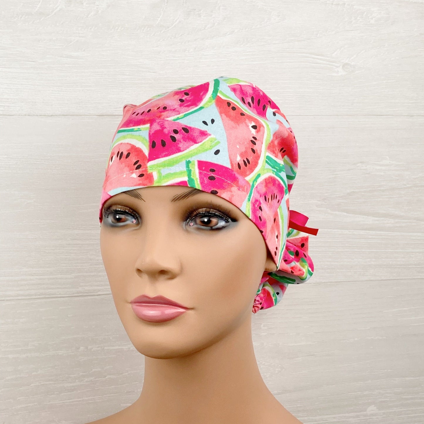 Watermelon on Aqua Ponytail Hat