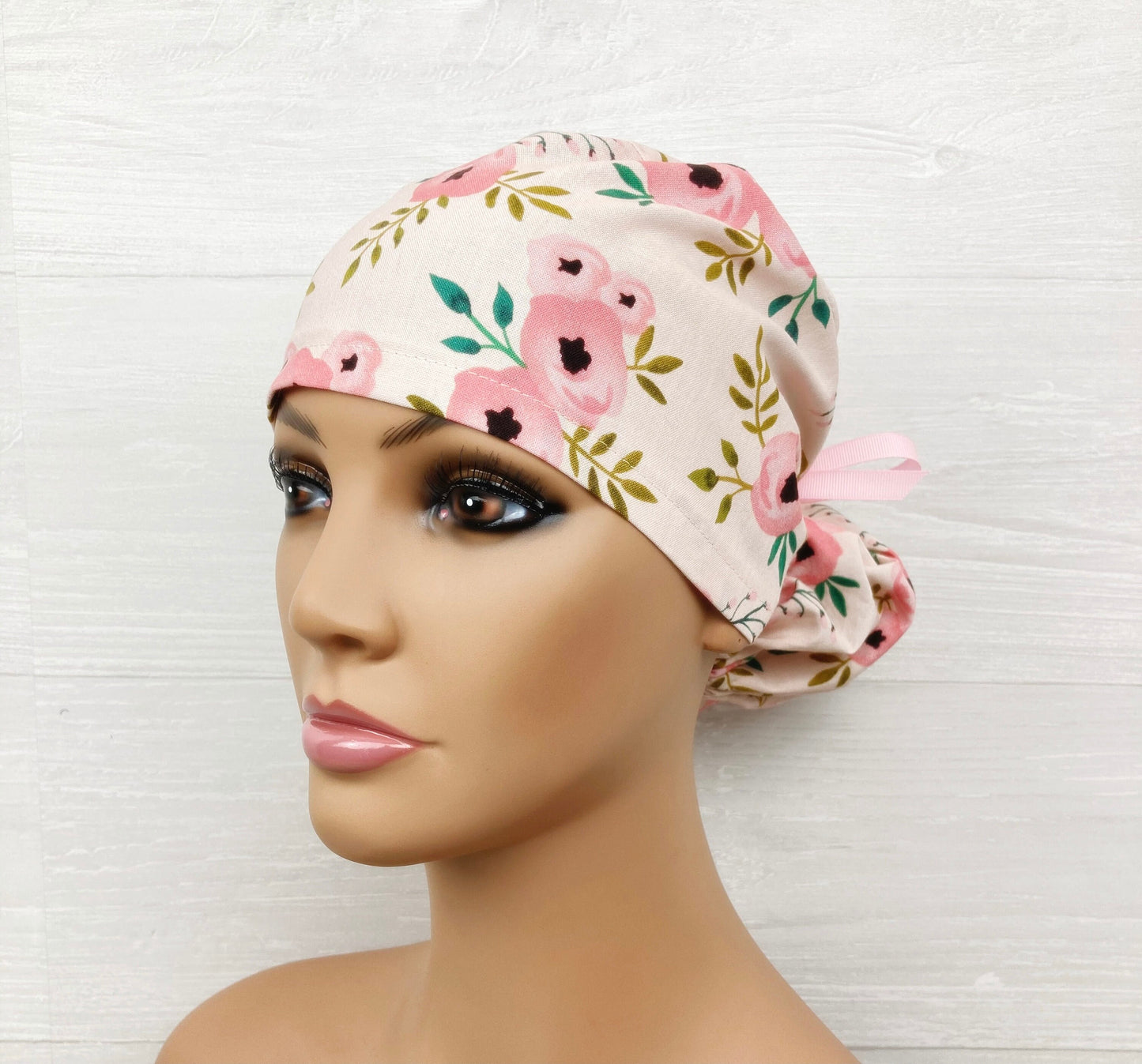 Blush Watercolor Roses Ponytail Hat