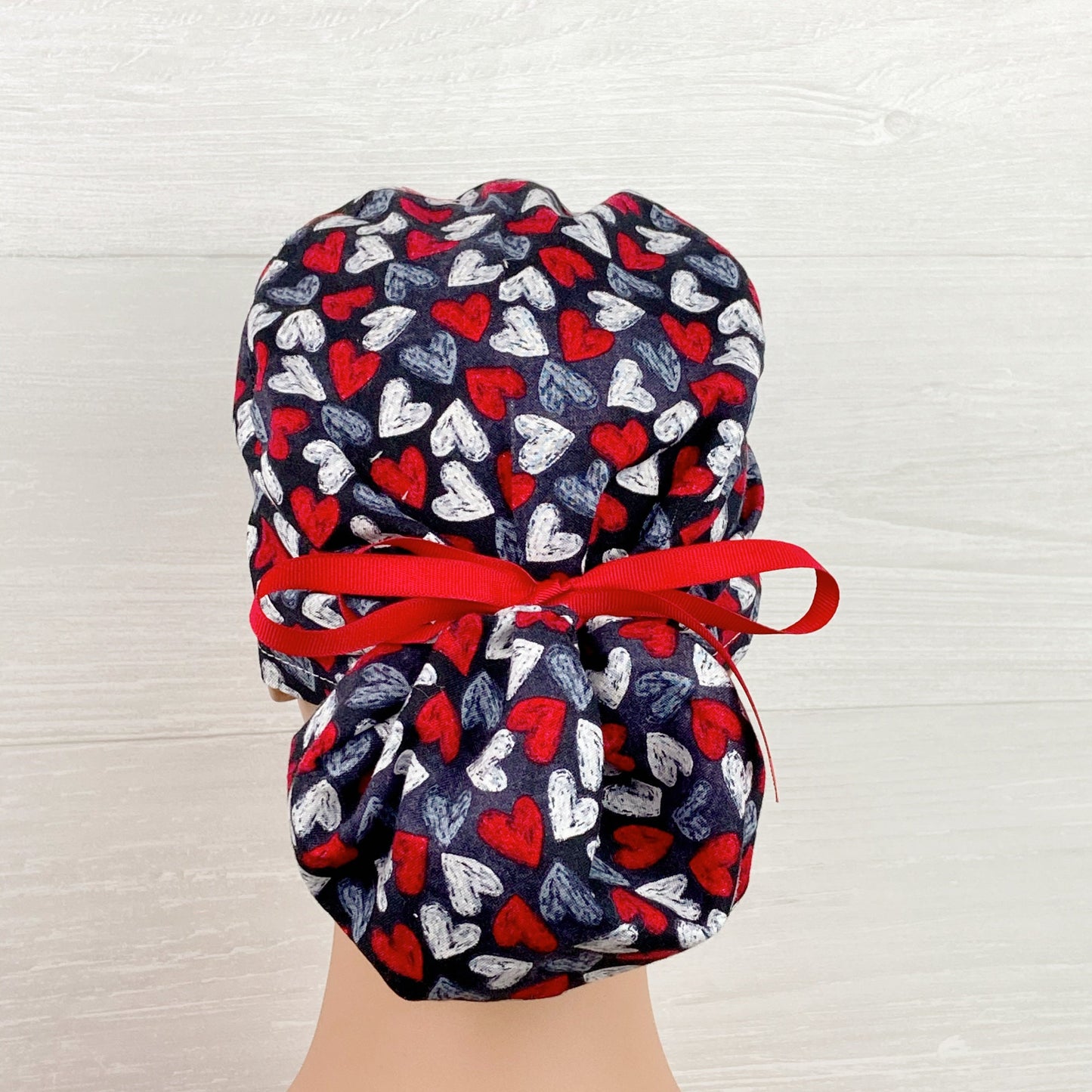 Chalkboard Hearts Ponytail Scrub Hat