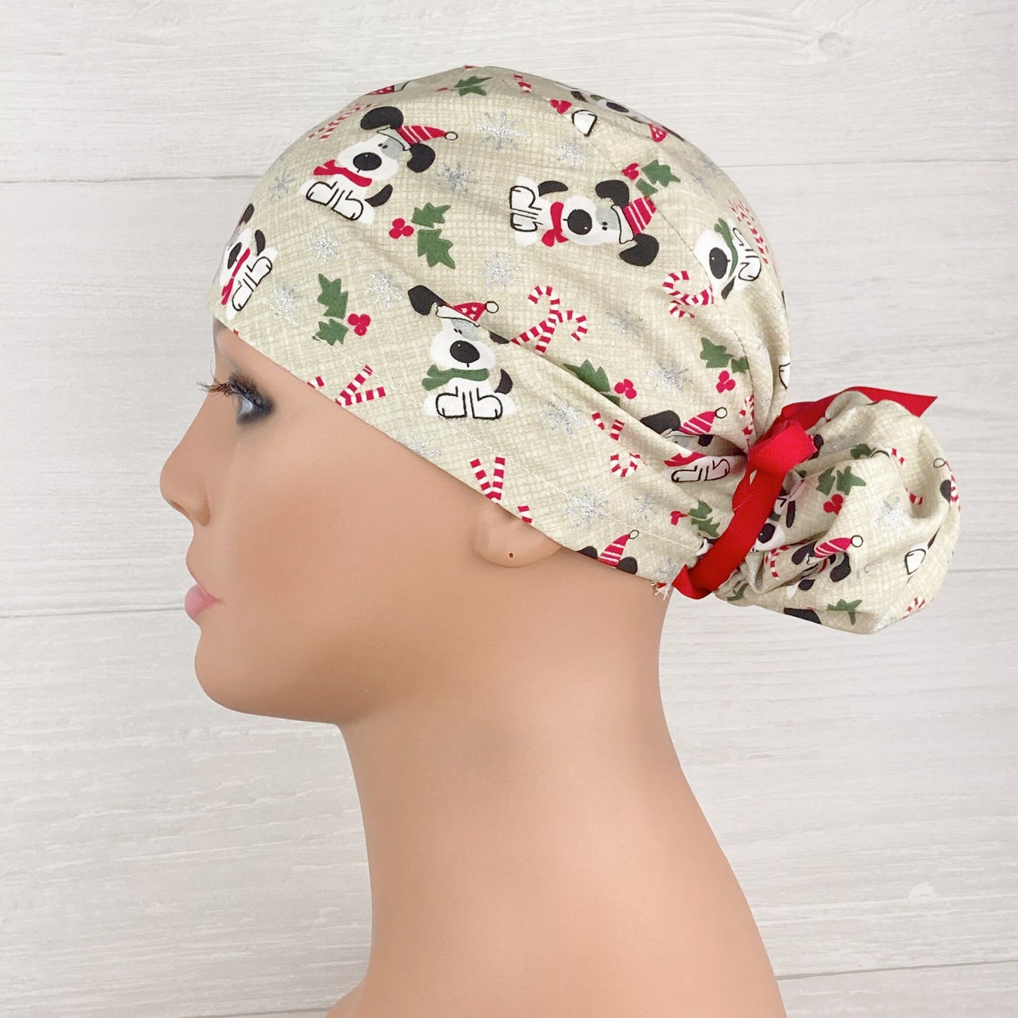 Christmas Dogs Ponytail Hat