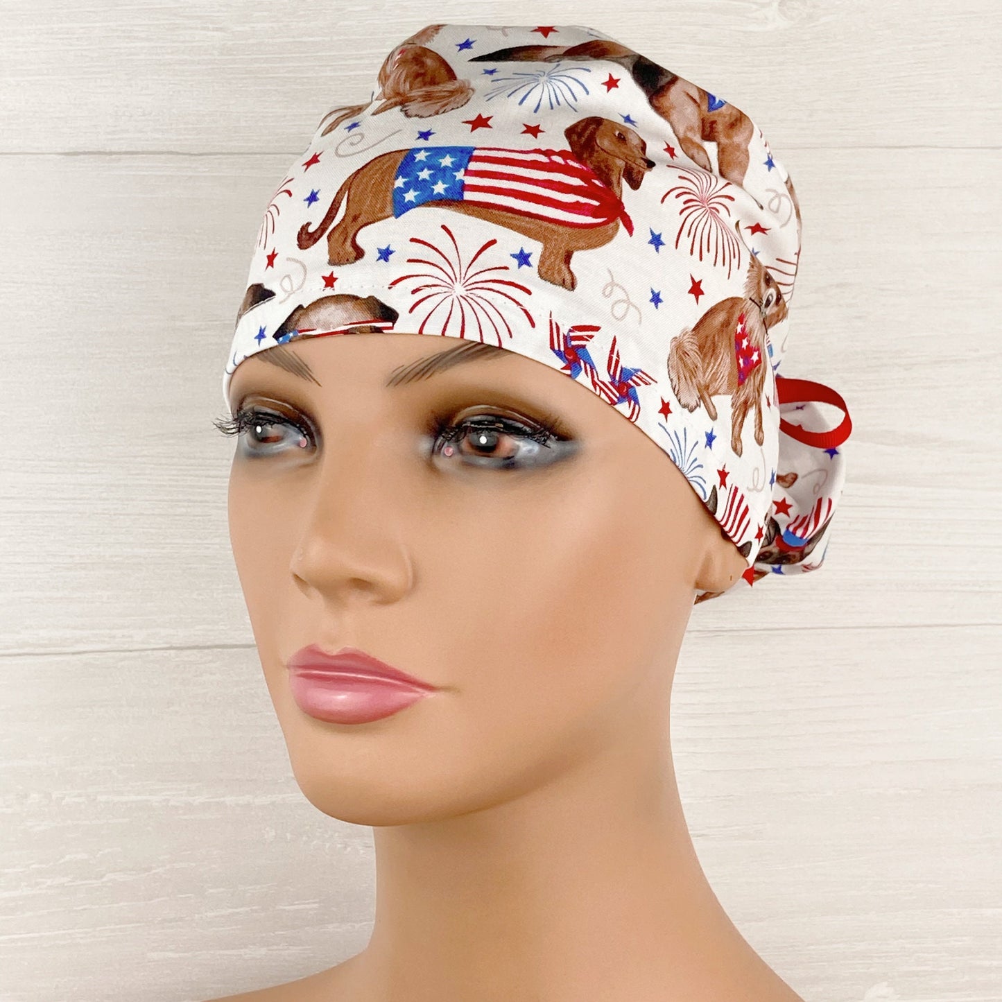 Patriotic PupsPonytail Scrub Hat