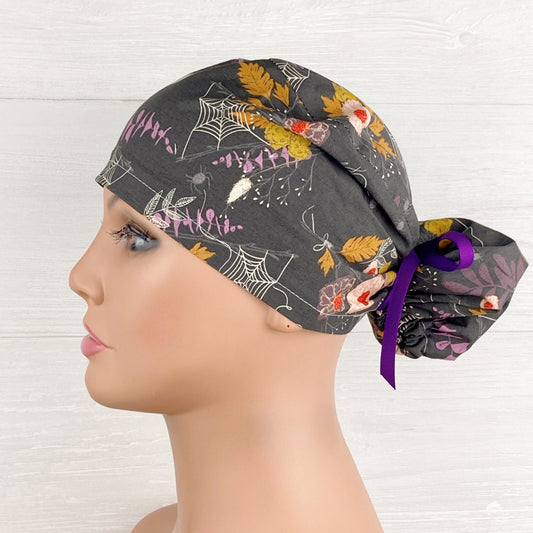 Cobwebs and Cornflowers Ponytail Scrub Hat
