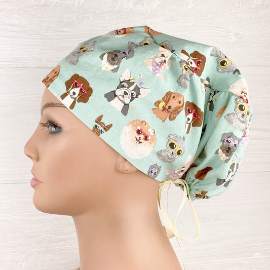 Pretty Pups on Aqua Women's Tieback Hat