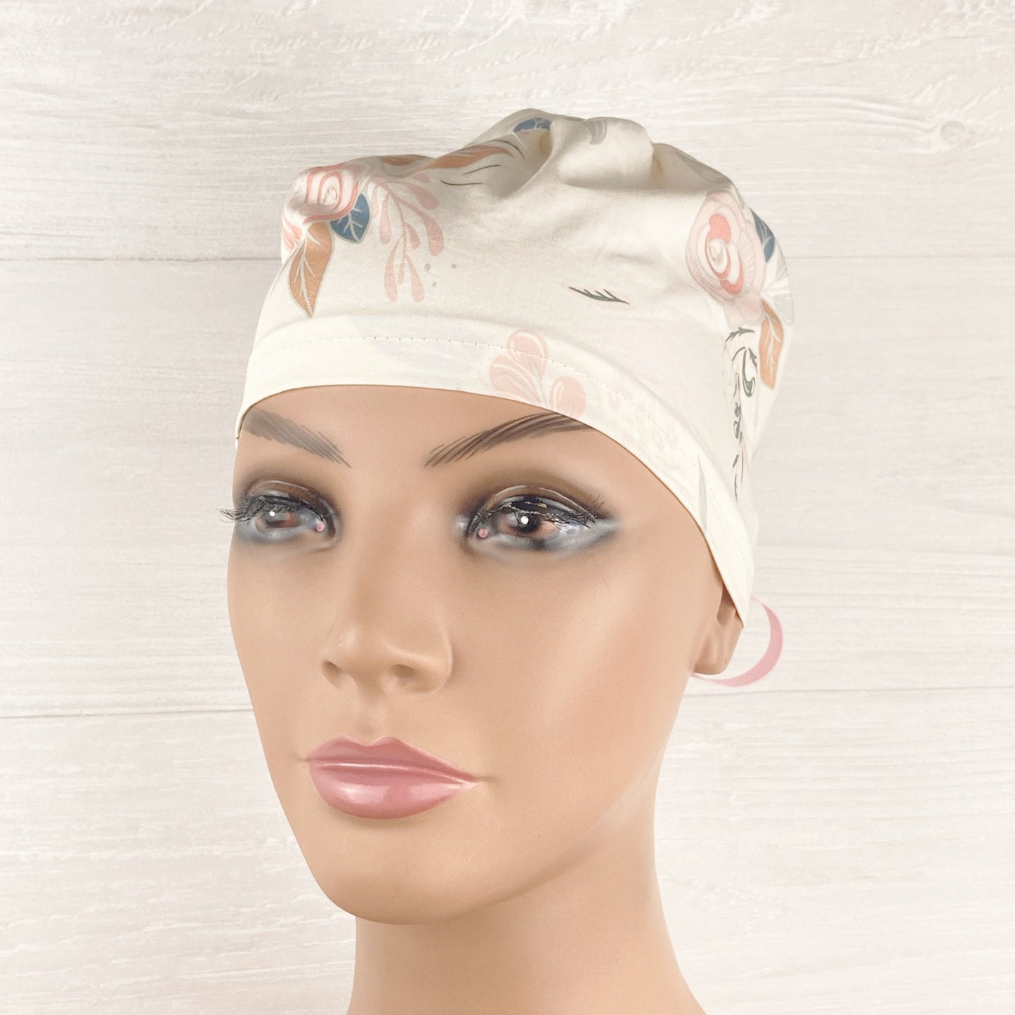 Blooms on Cream Ponytail Hat