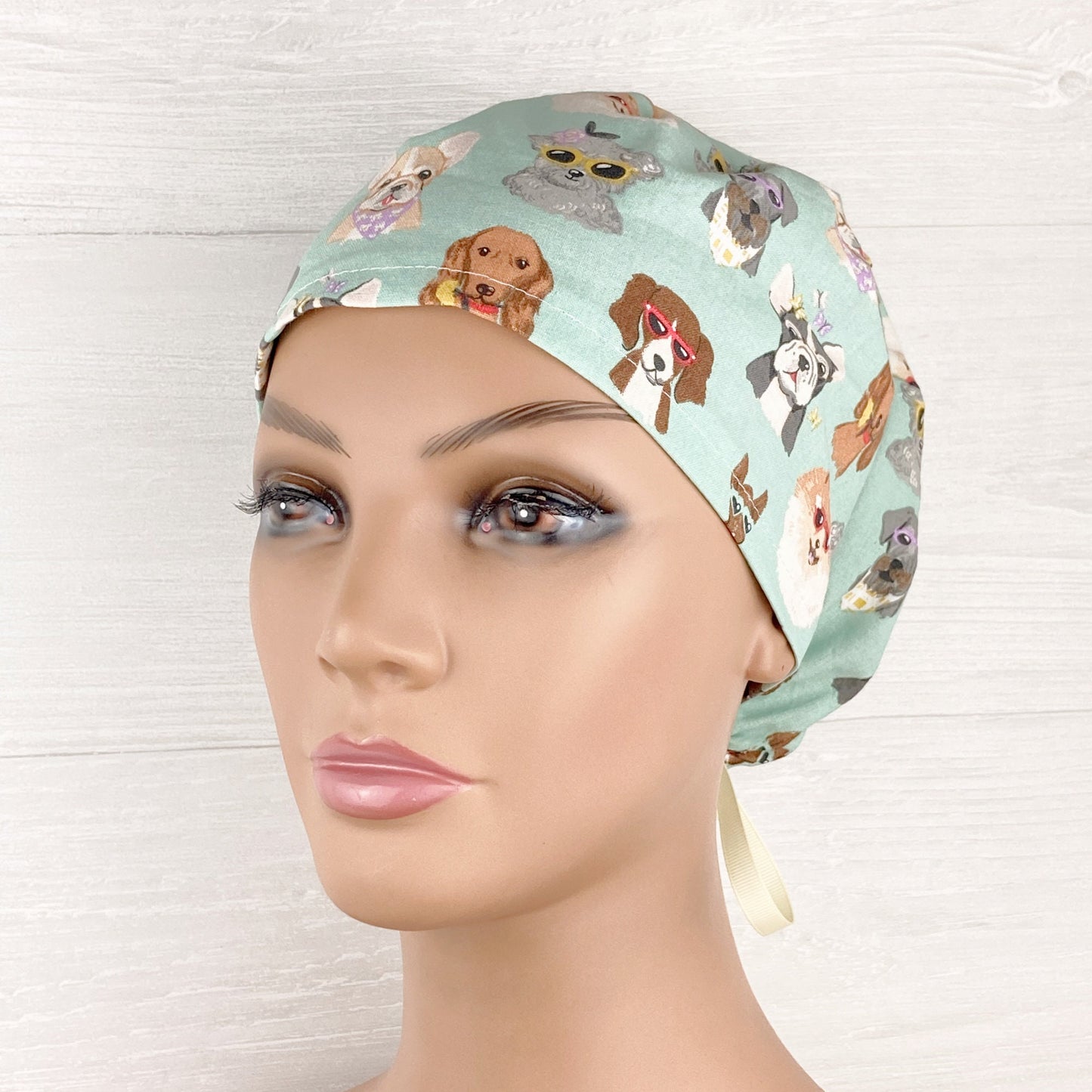 Pretty Pups on Aqua Women's Tieback Hat
