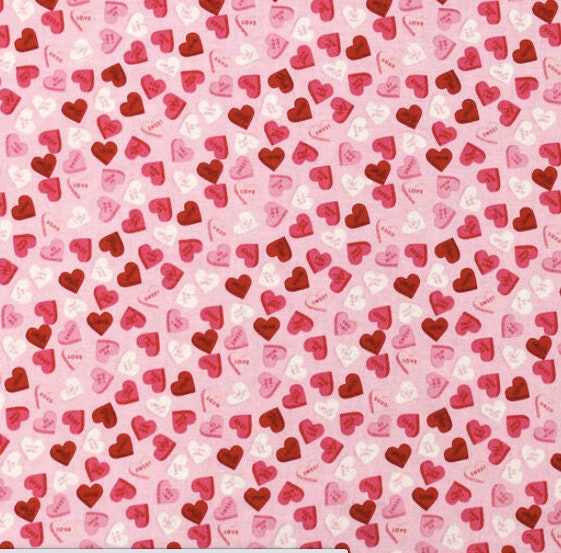 Candy Hearts on Pink Ponytail Scrub Hat