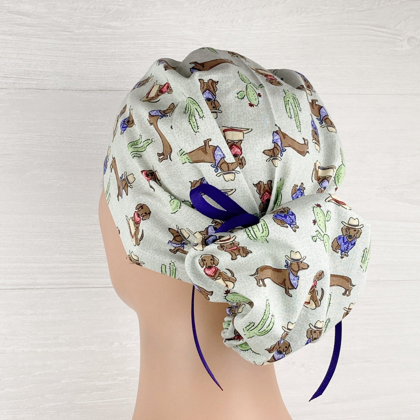 Western Dachshund Ponytail Scrub Hat