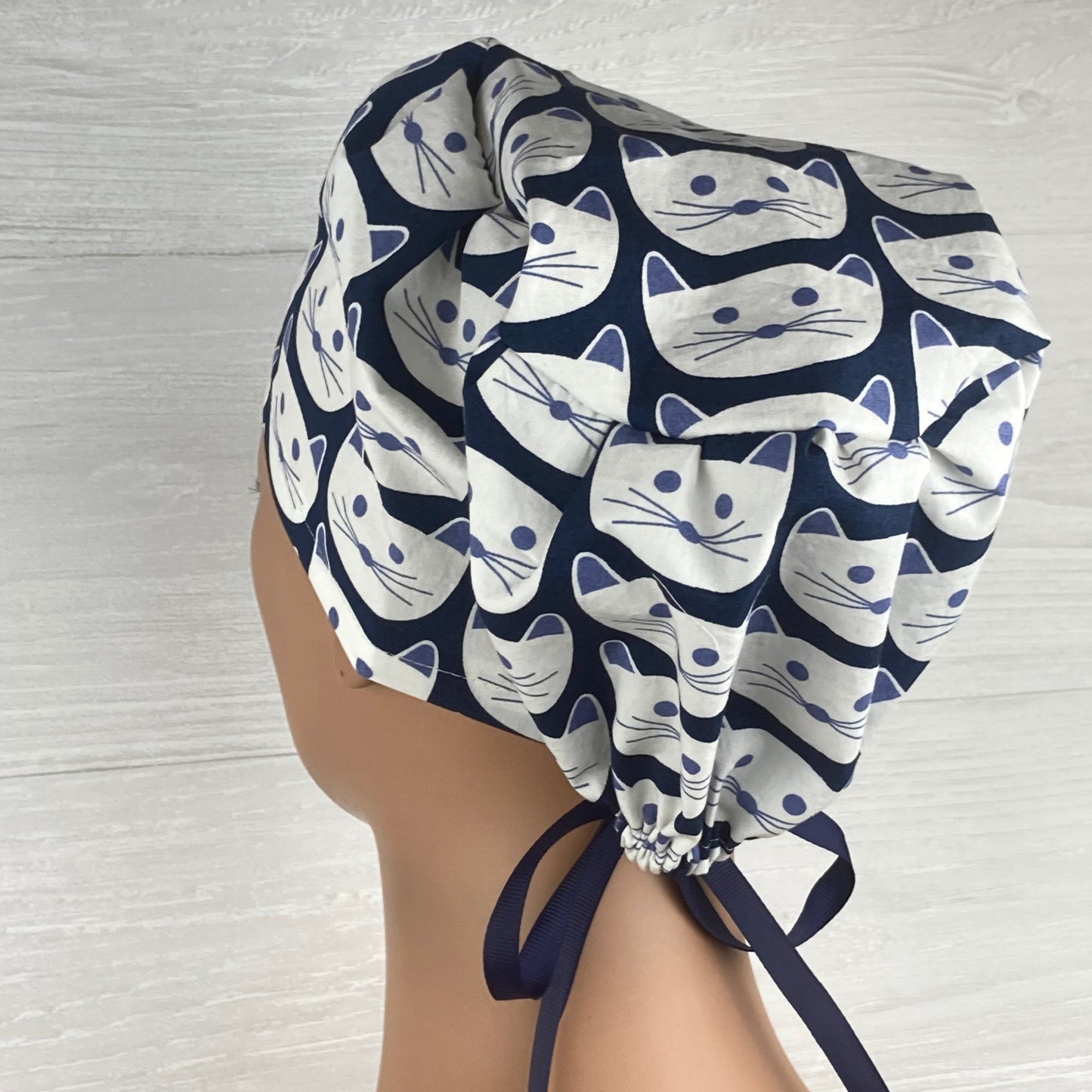 Kitties on Navy Women's Tieback Hat