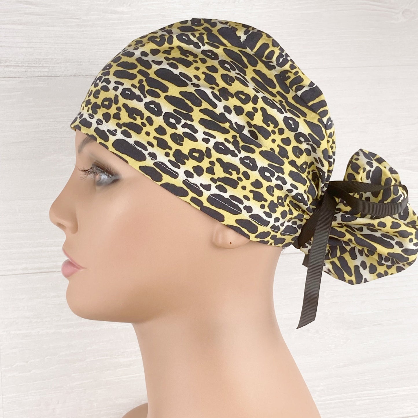 Black and Gold Leopard Ponytail Hat