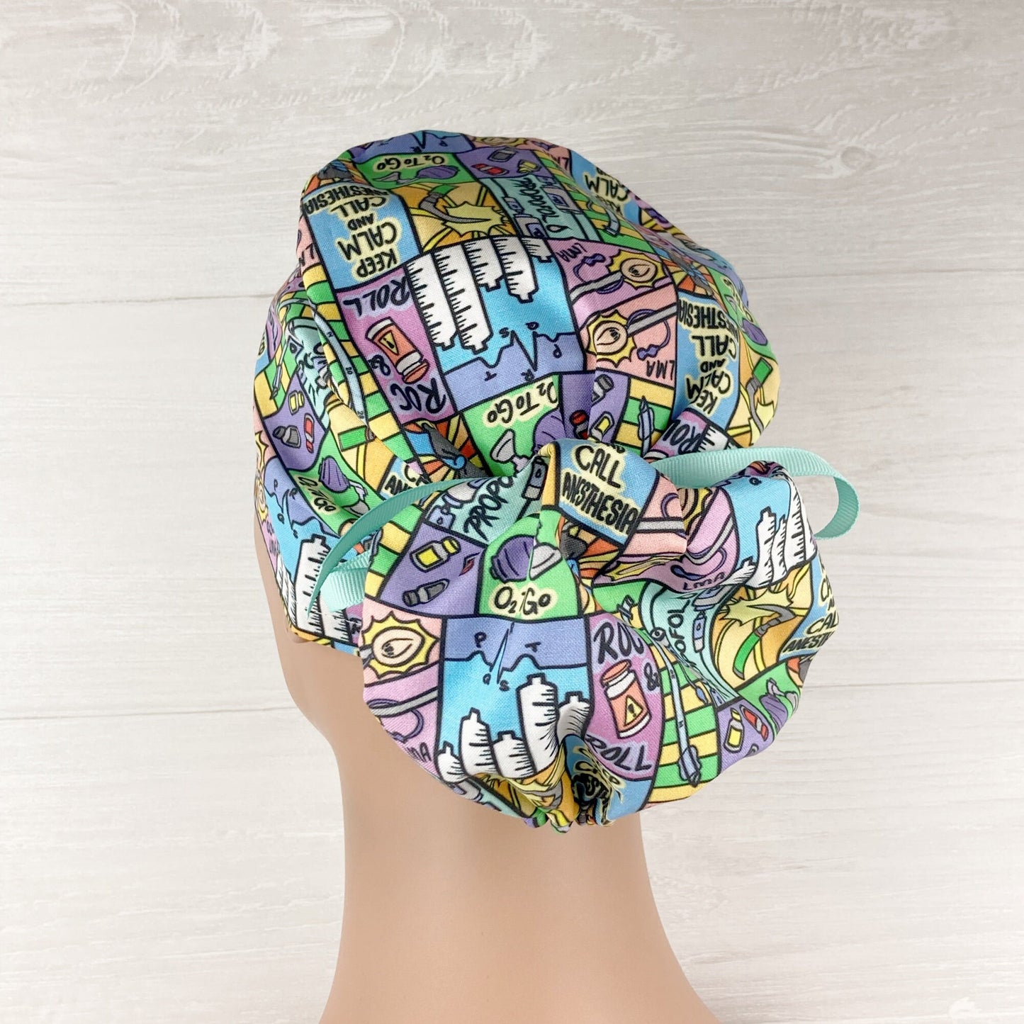 Womens Surgical Scrub Caps - Ponytail - Scrub Hat - Keep Calm and Call Anesthesia - Anesthesia Scrub Cap - Scrub Hat with Buttons
