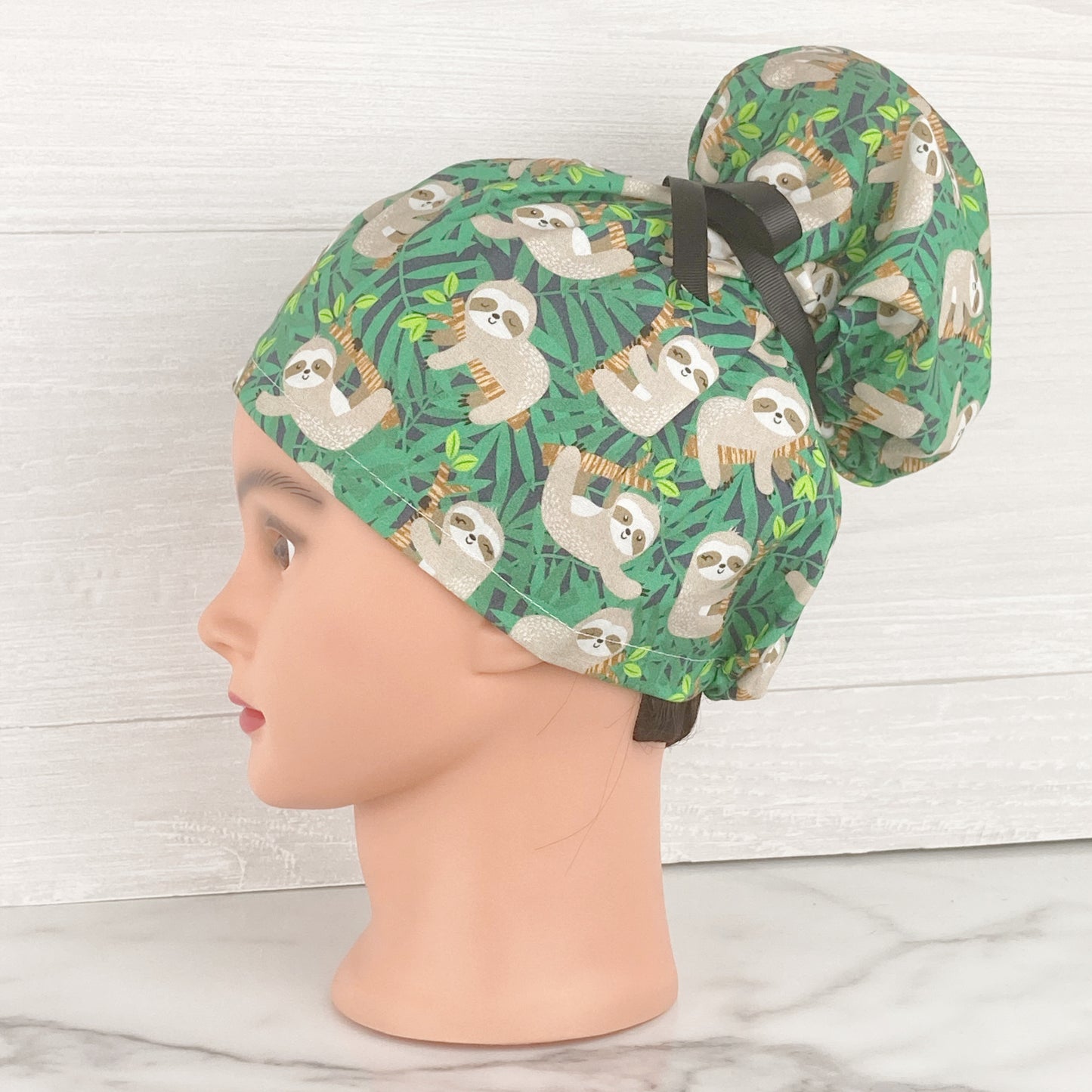 Jungle Sloth Updo Scrub Cap