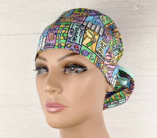 Keep Calm and Call Anesthesia Ponytail Scrub Hat