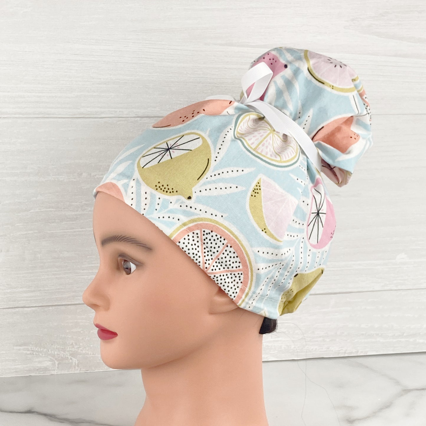Paradise Citrus Floral Updo Scrub Cap