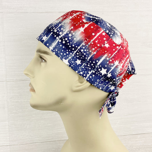 Patriotic Tie Dye Men's Scrub Hat