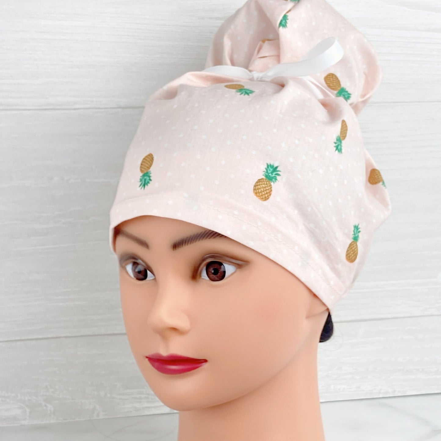 Pineapple Polkadot Updo Scrub Cap