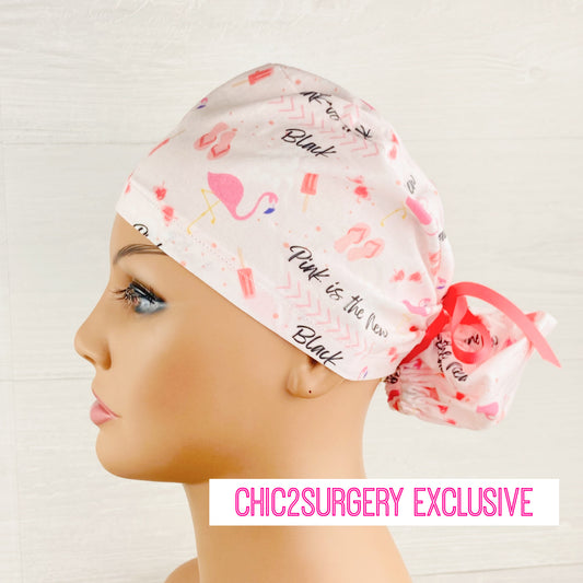 Pink is the New Black Ponytail Scrub Hat