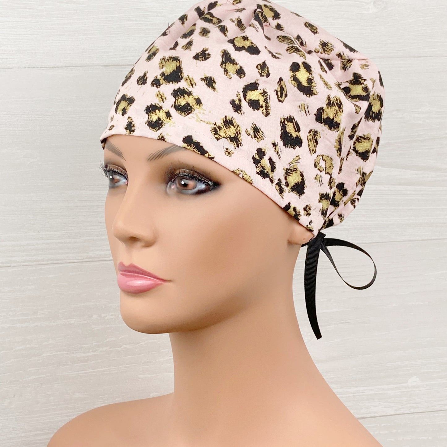 Gold Leopard on Light Pink Women's Tieback Hat