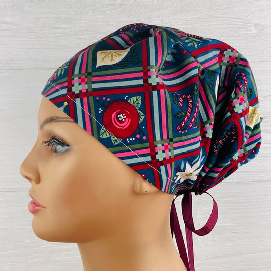 Plaid Christmas Women's Tieback Hat