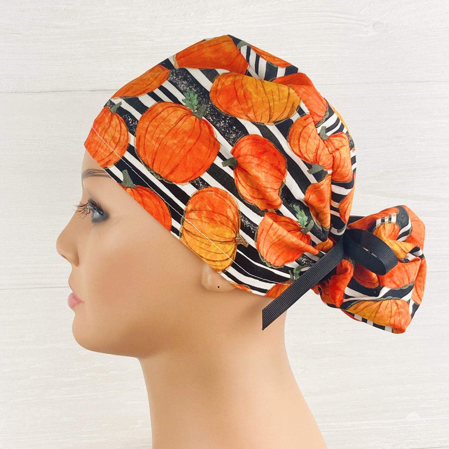 Pumpkin Stripe Ponytail Hat
