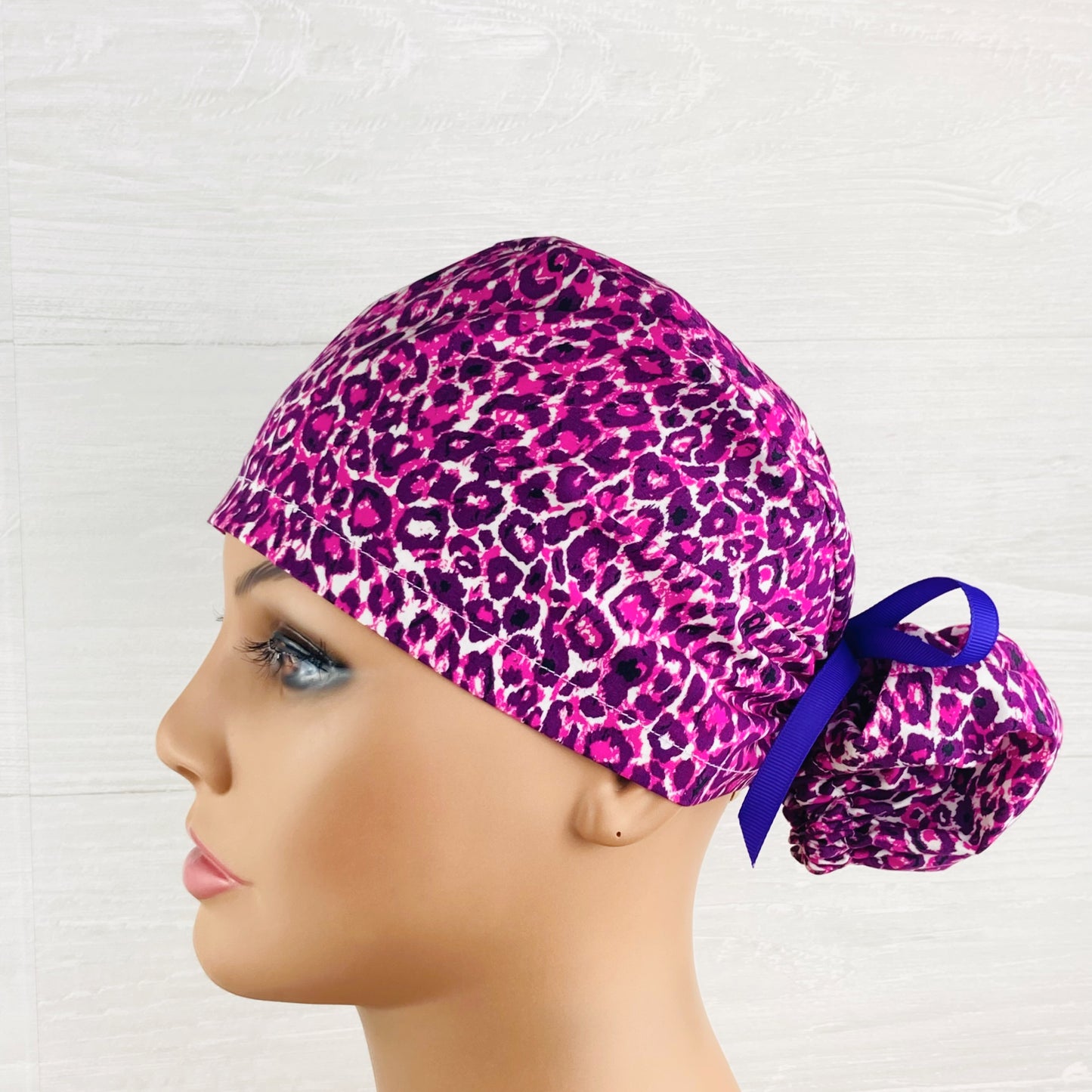 Purple Leopard Ponytail Hat