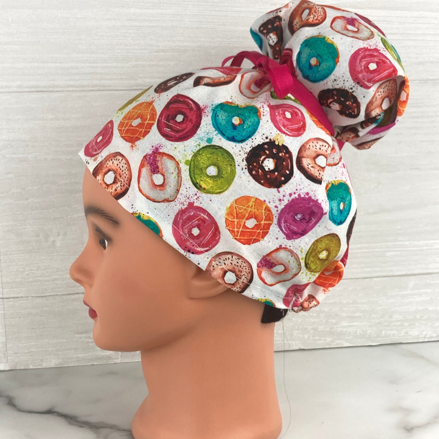 Rainbow Donuts Updo Scrub Cap