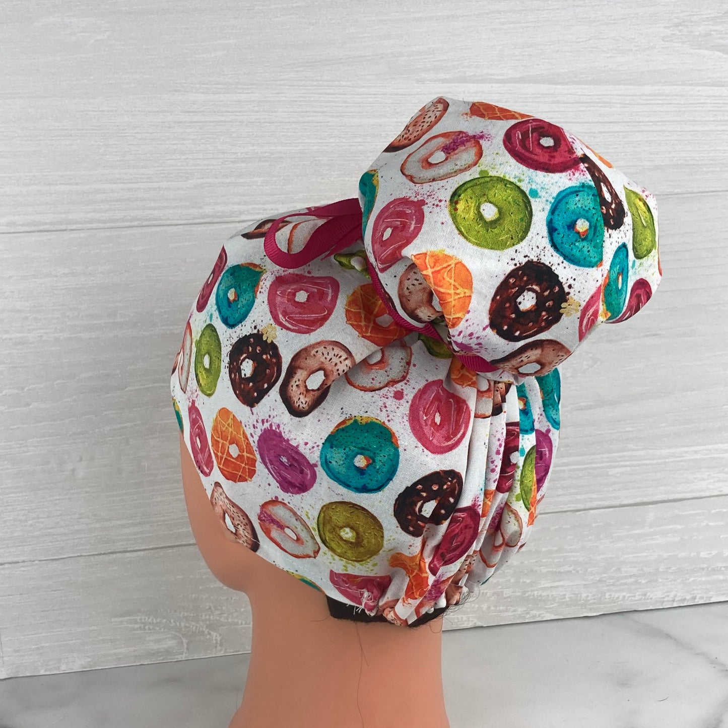Rainbow Donuts Updo Scrub Cap