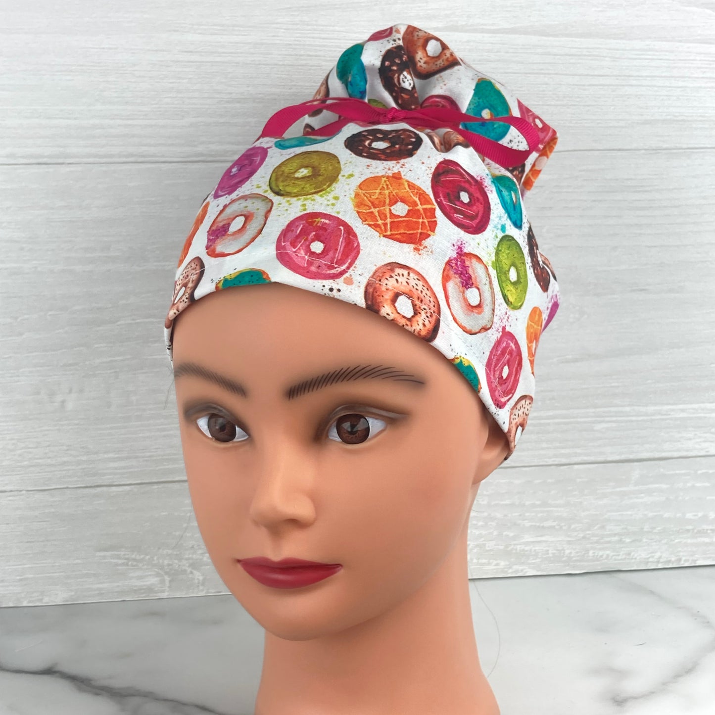Rainbow Donuts Updo Scrub Cap