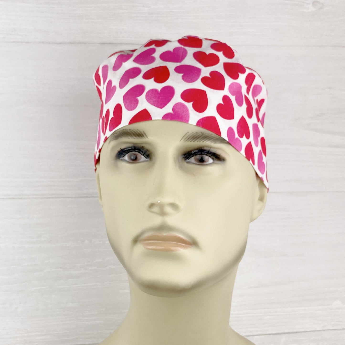 Hearts on White Men's Scrub Hat