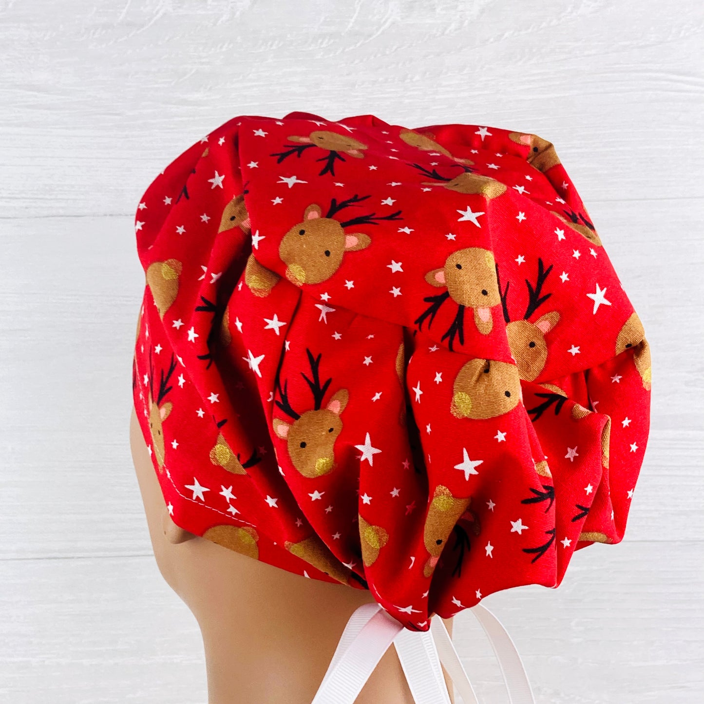 Reindeer on Red Women's Tieback Hat