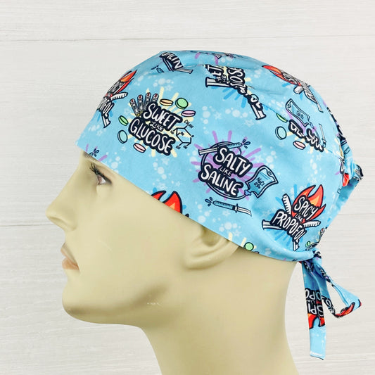 Salty Saline, Sweet Glucose Men's Scrub Hat