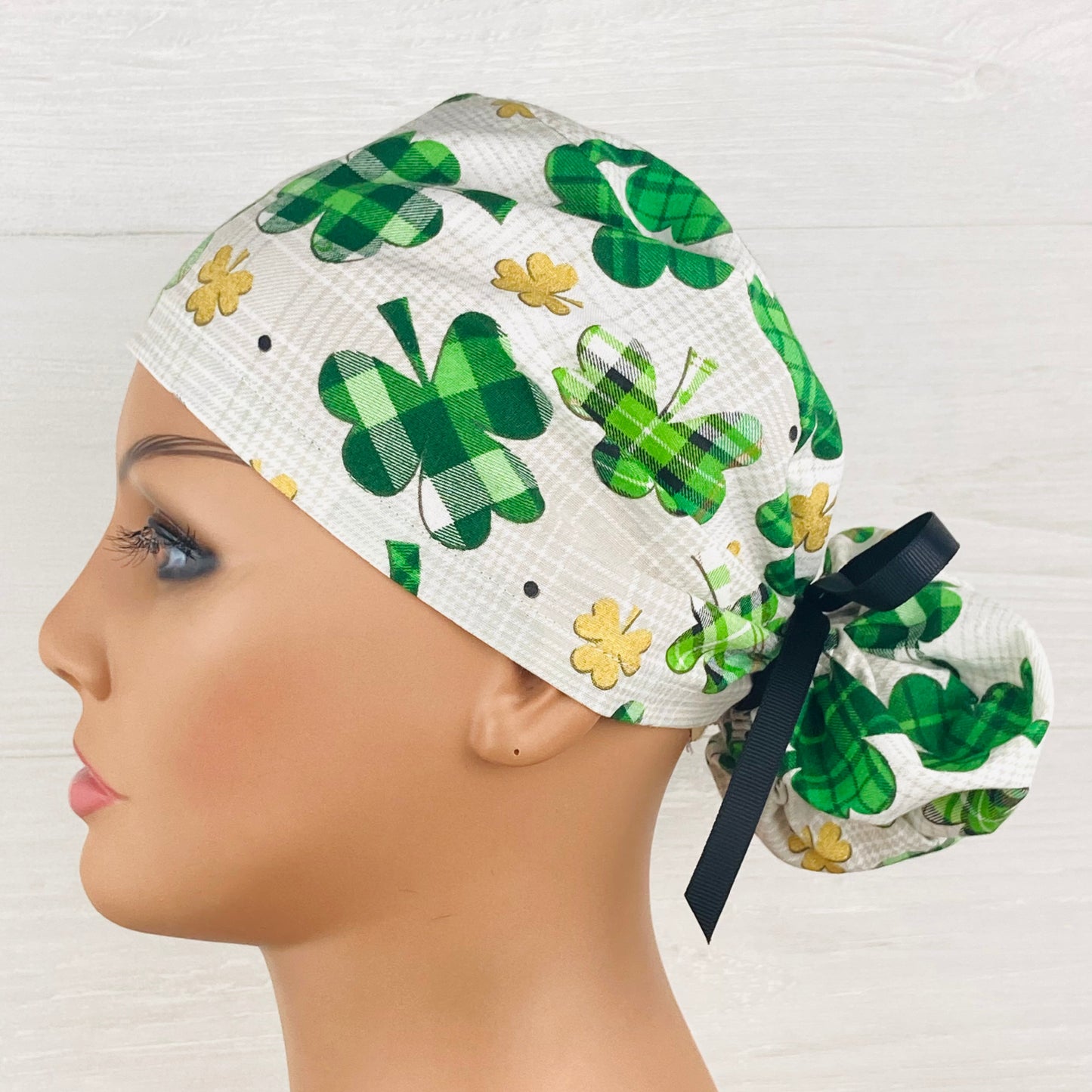 Shamrocks and Dots Ponytail Hat