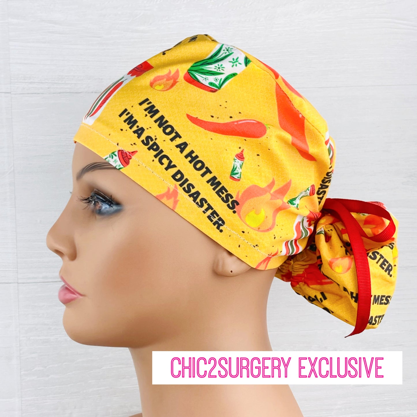 I'm Not a Hot Mess, I'm a Spicy Disaster Ponytail Scrub Hat