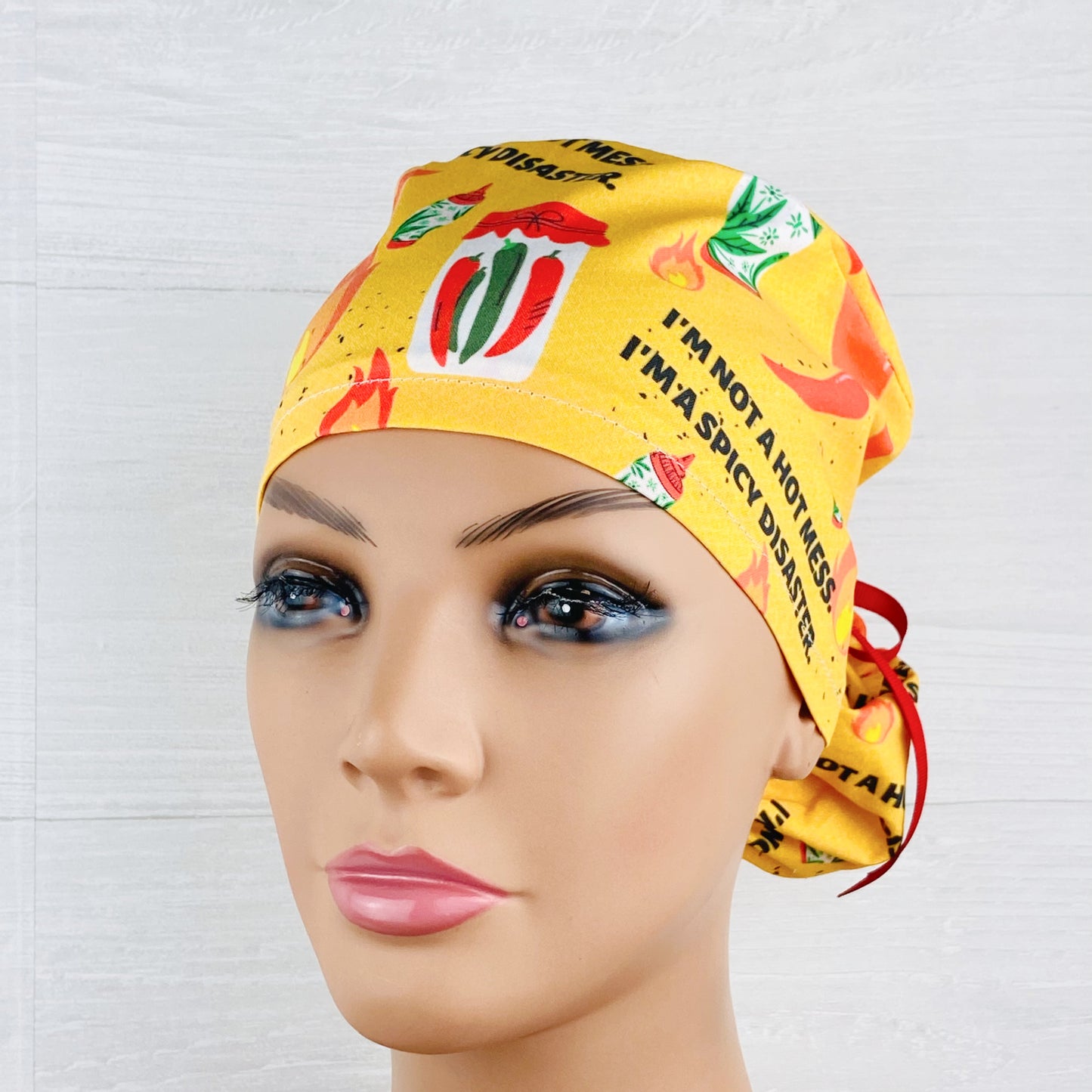 I'm Not a Hot Mess, I'm a Spicy Disaster Ponytail Scrub Hat