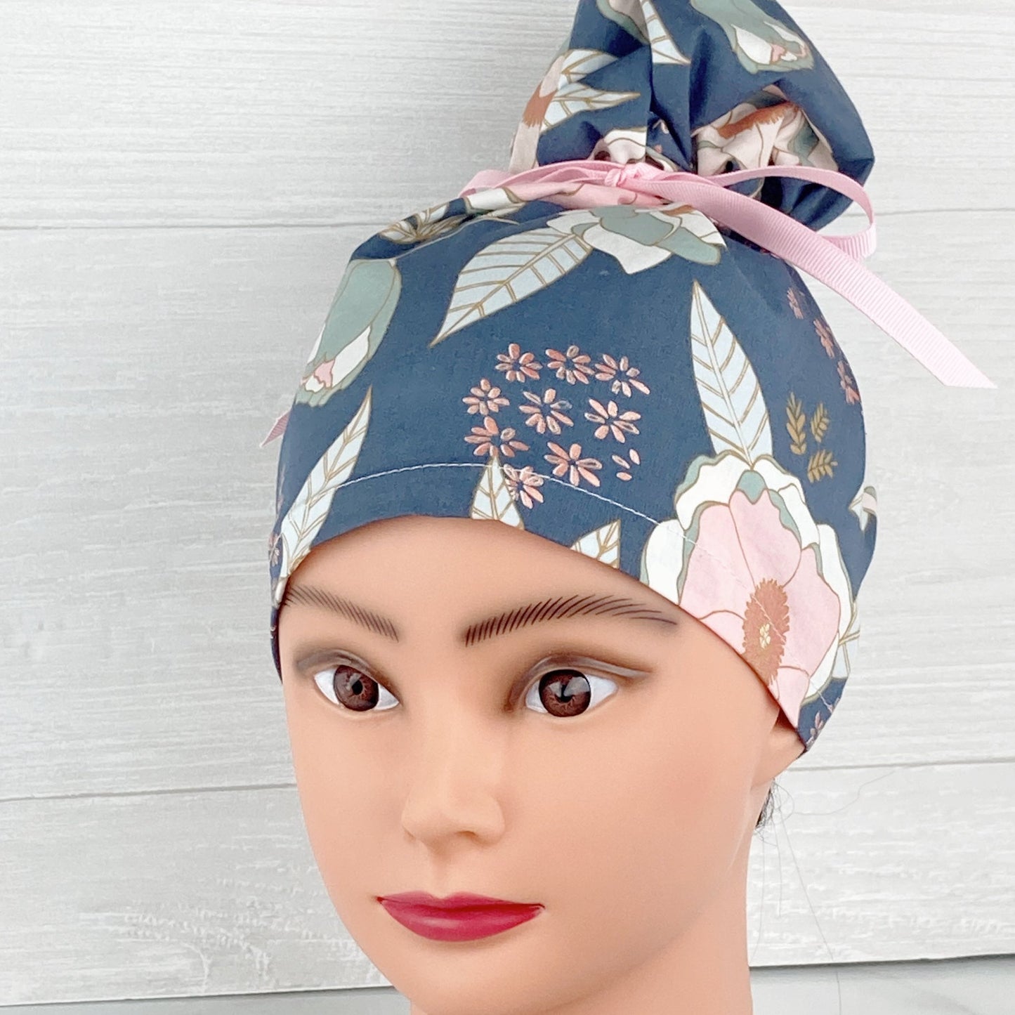 Sprinkled Peonies Updo Scrub Cap